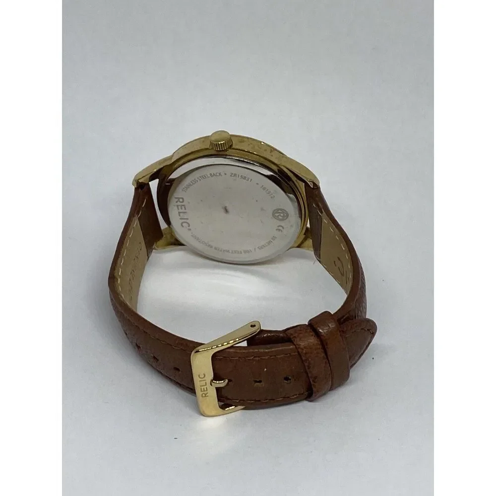 Relic ZR15831 Women's Brown Leather Analog Dial Quartz Genuine Wrist Watch OL452